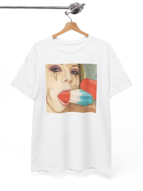Gildan Other - Retro Pop Art Girl and Red-White-Blue Popsicle